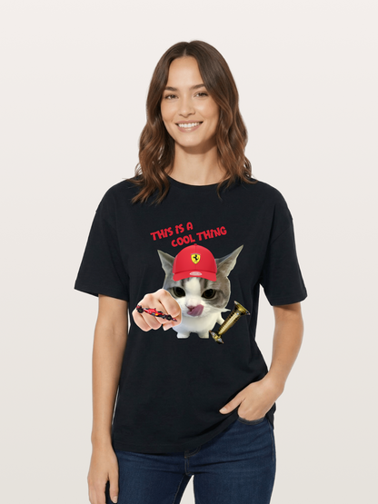 Ferrari Cat F1 Meme Cotton T-shirt