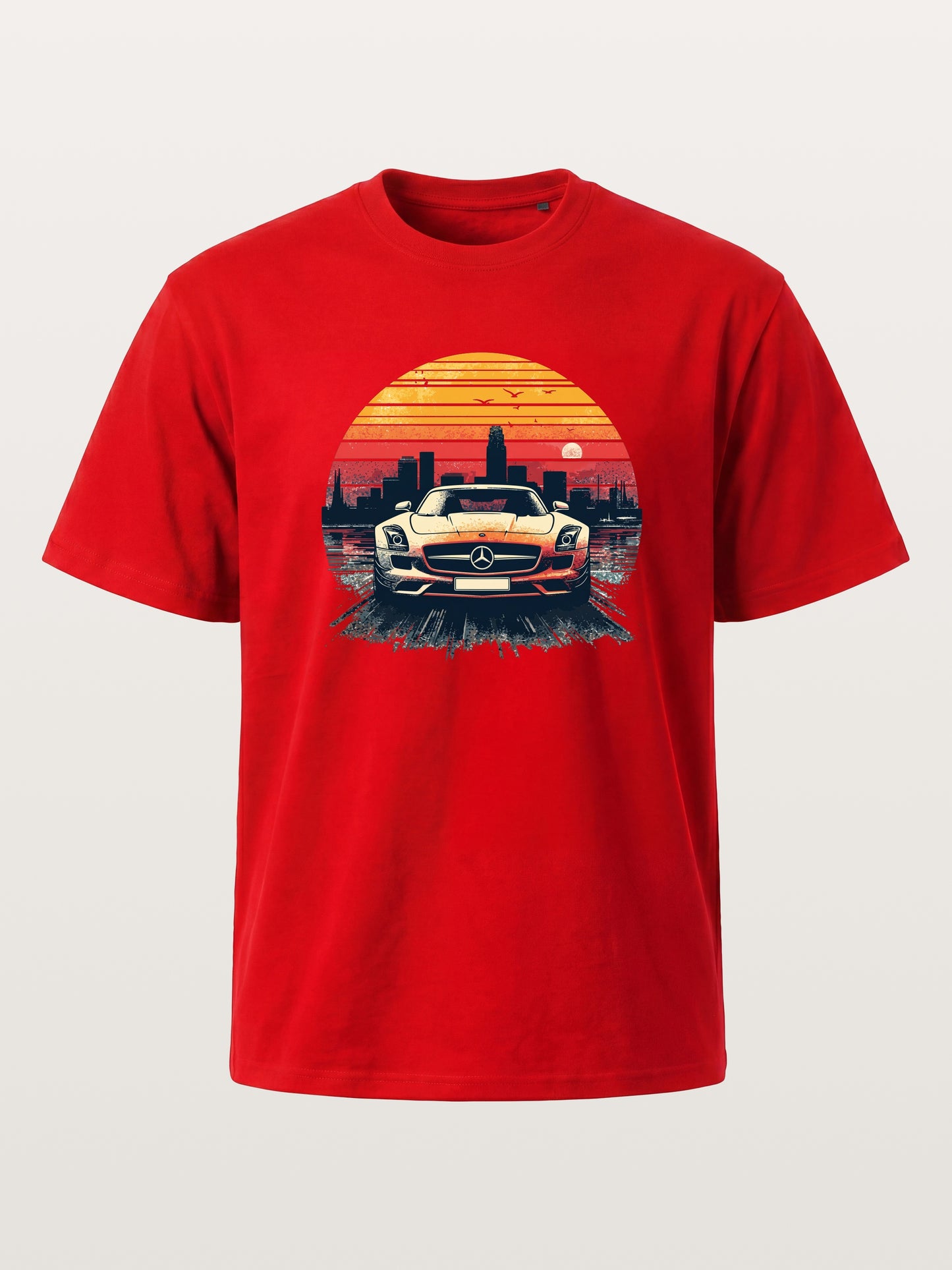 AMG Sport Car Retro Sunset Cityscape Cotton T-shirt