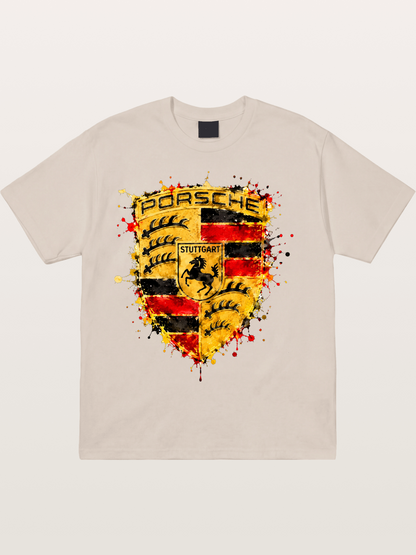 Porsche Splash Crest Design Cotton T-shirt