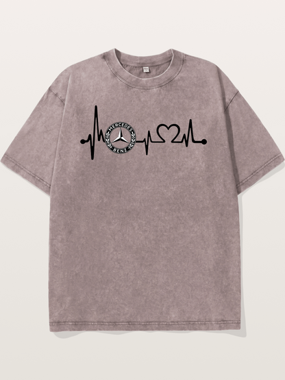 Mercedes Heartbeat Logo Art Washed T-shirt