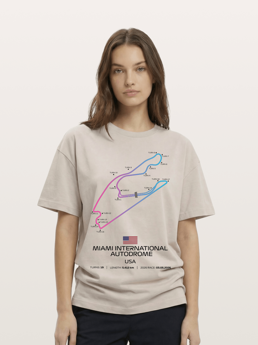 Miami Autodrome F1 Track Map Cotton T-shirt