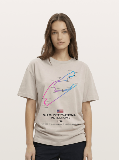 Miami Autodrome F1 Track Map Cotton T-shirt