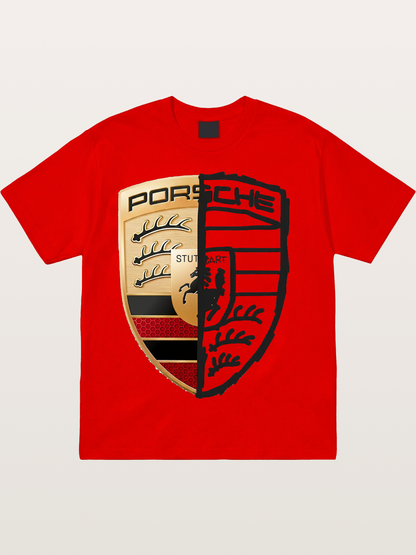 Porsche Half Sketch Half Real Cotton T-shirt