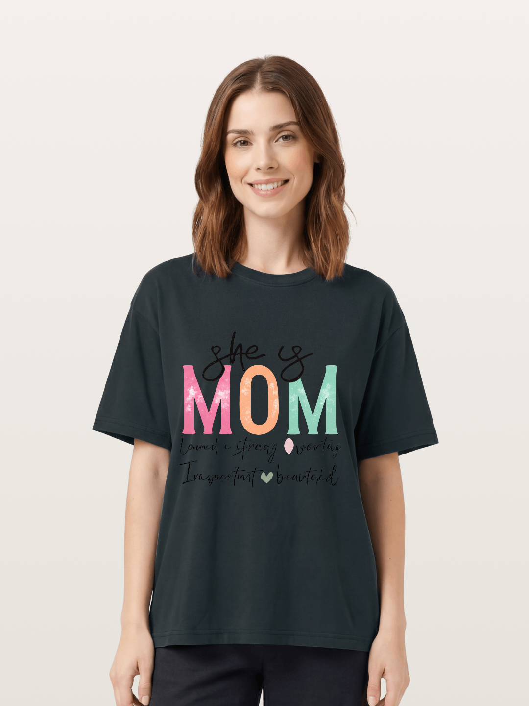 She is Mom Boho Pastel Print Gildan T-shirt