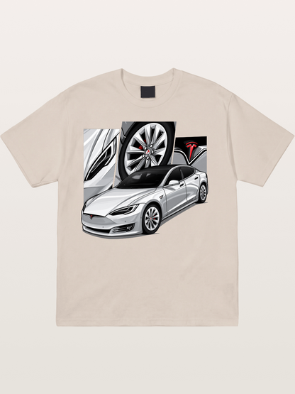 Tesla Model 3 Artwork Cotton T-shirt