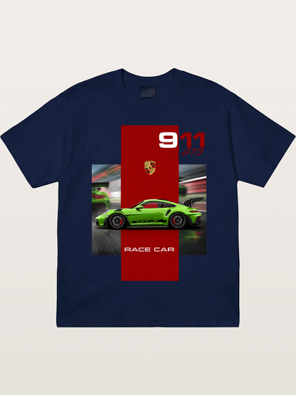 Porsche 911 GT3 Green Race Car Gildan T-shirt