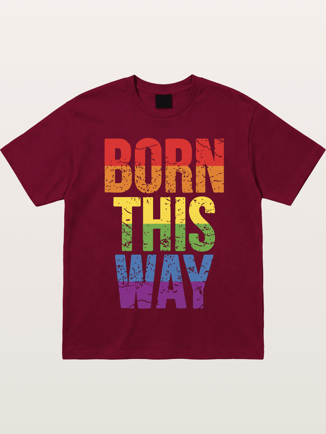 Born This Way Retro Rainbow Text Gildan T-shirt