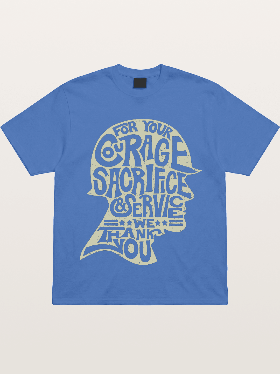 Soldier Helmet Courage Sacrifice Word Art Gildan T-shirt