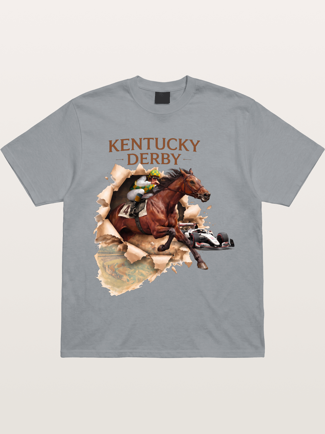 Derby Horse & Race Car Collage Design Gildan T-shirt