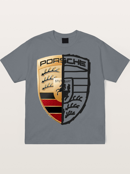 Porsche Half Sketch Half Real Cotton T-shirt