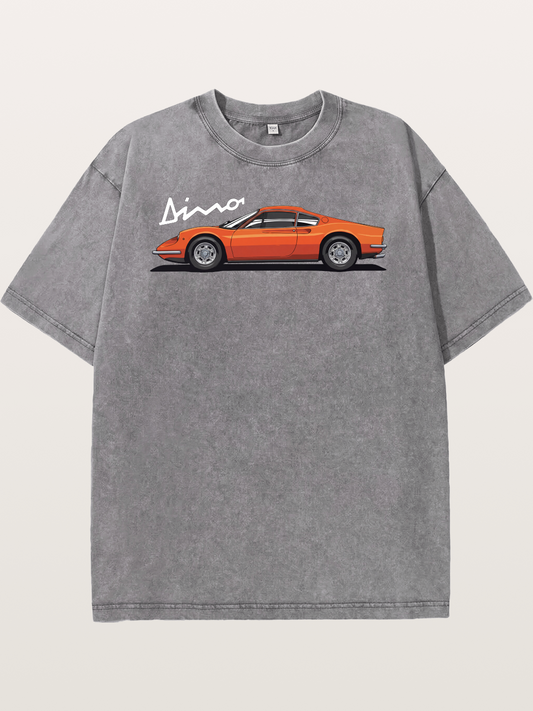 Vintage Orange Sports Car Side Washed T-shirt
