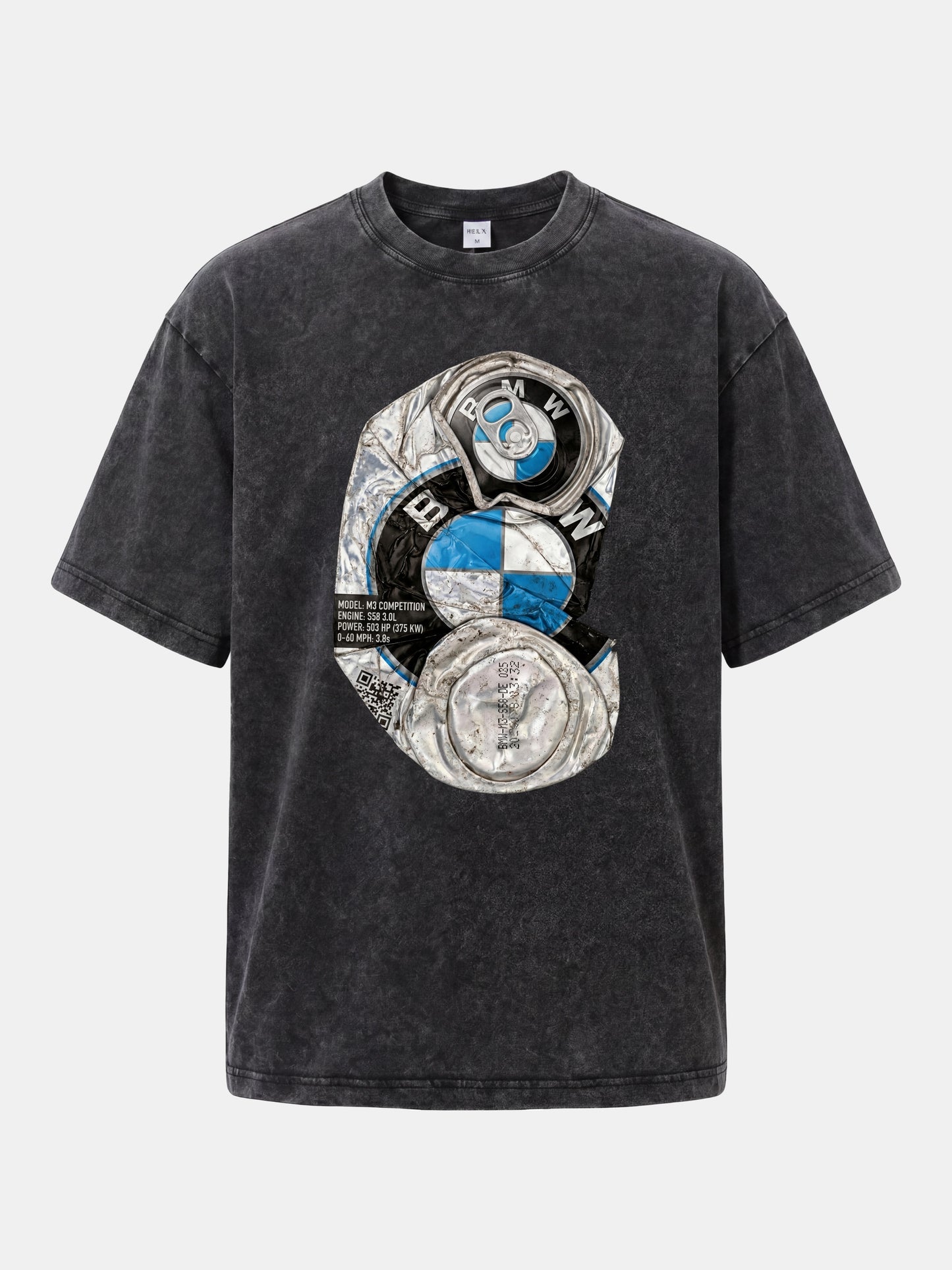 Crushed BMW Cans Collage Washed T-shirt