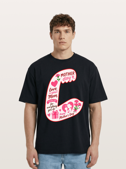 Mother's Day Love You Mom Art Cotton T-shirt