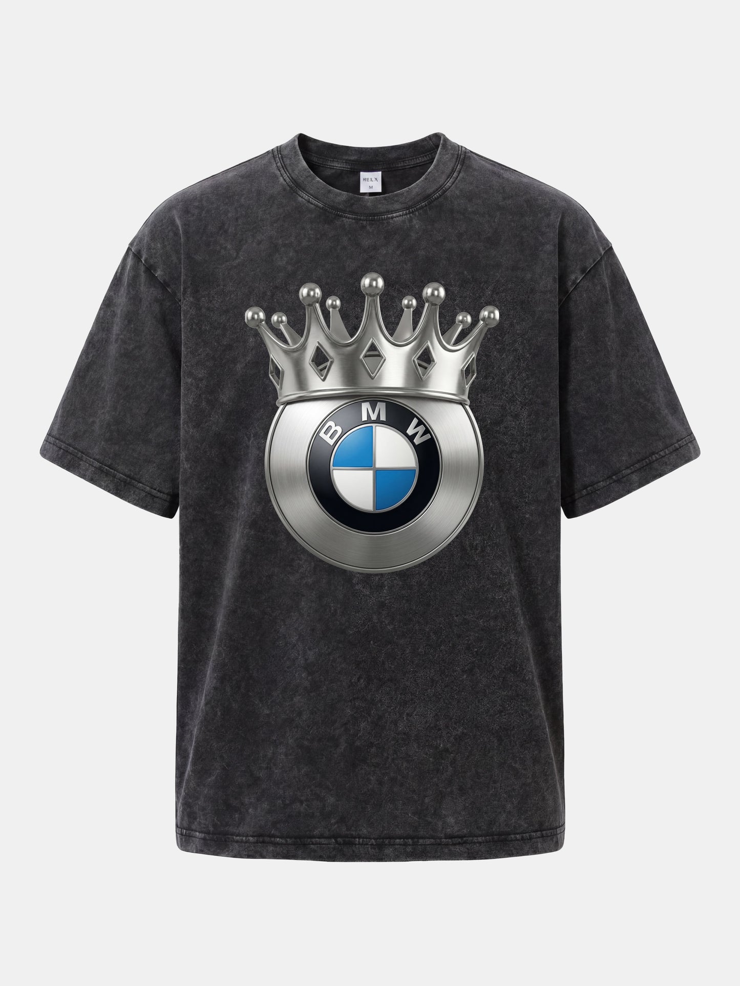 Crowned BMW Logo Metal Art Washed T-shirt