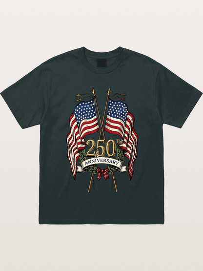 US Flags Anniversary Poster Gildan T-shirt