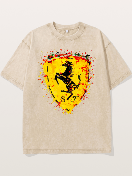 Ferrari Paint Splash Logo Washed T-shirt