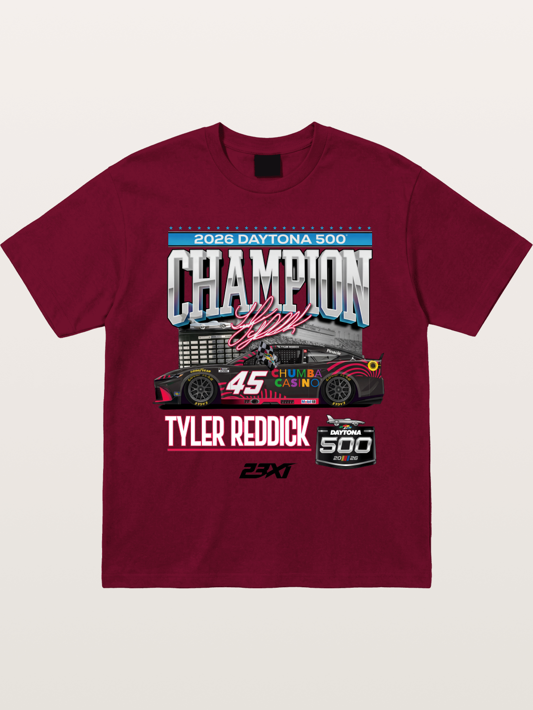 Tyler Reddick Daytona 500 Champion Print Gildan T-shirt
