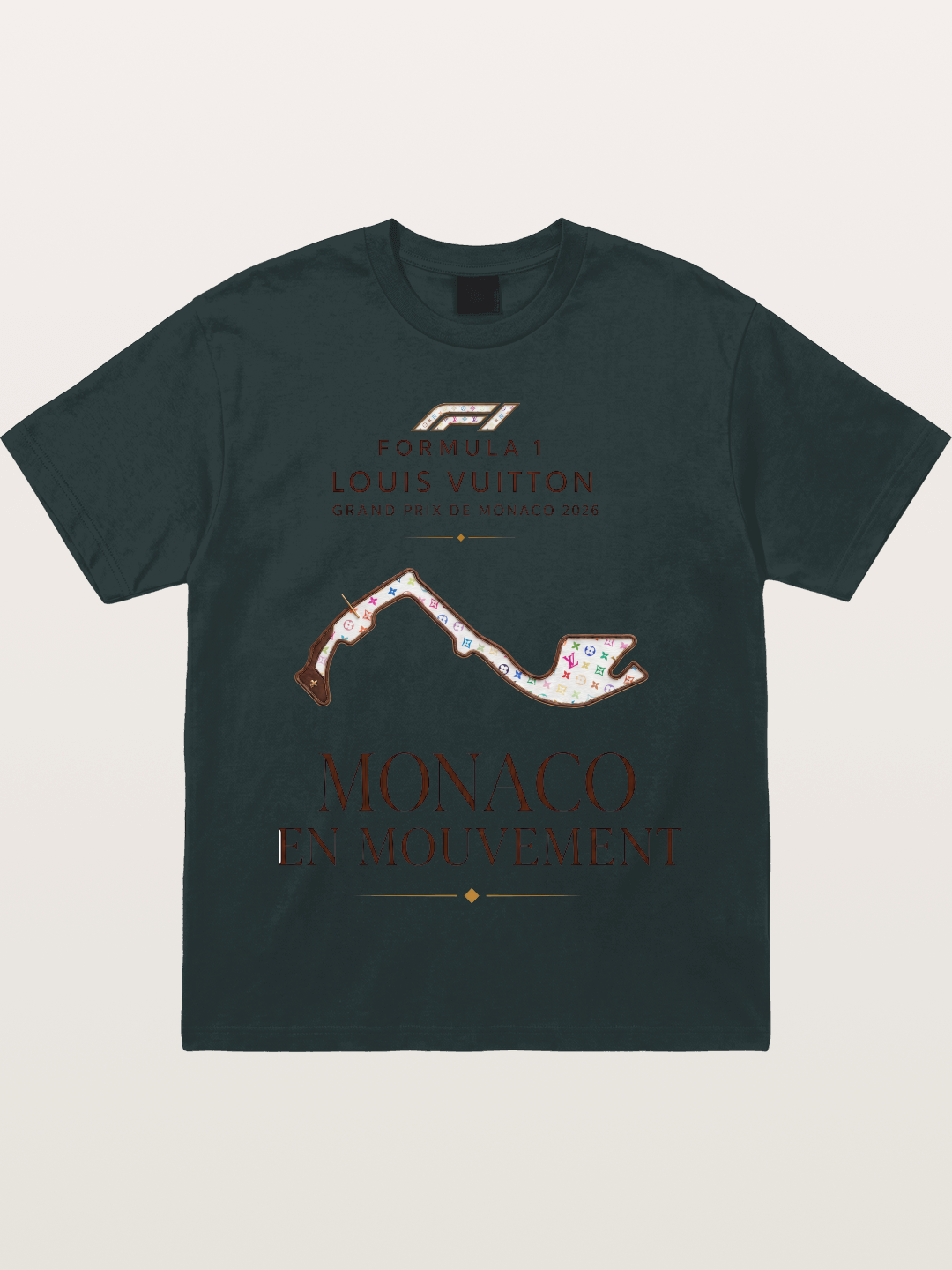 LV x F1 Monaco Track Art Gildan T-shirt