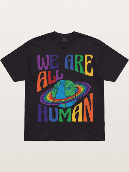 We Are All Human Rainbow Earth Design Gildan T-shirt