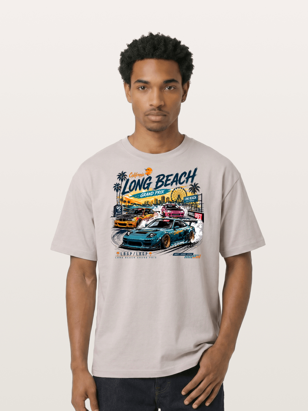 Long Beach Drift Racing Art Cotton T-shirt