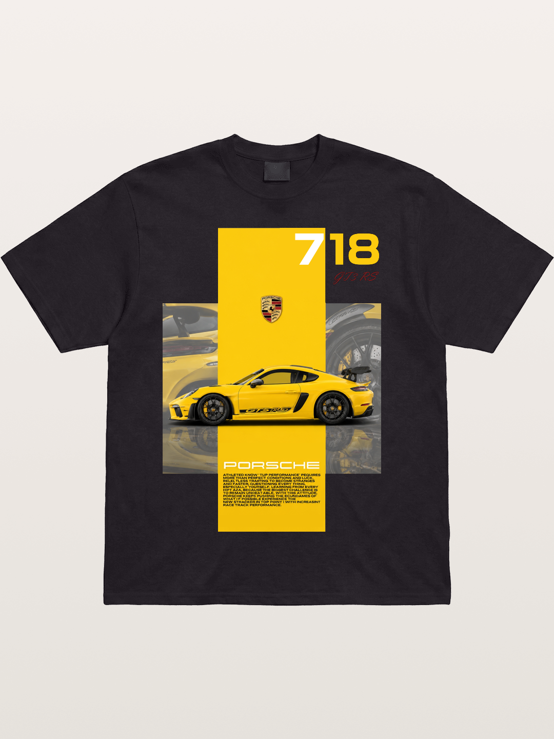 Porsche 718 GT4 RS Yellow Sports Car Cotton T-shirt