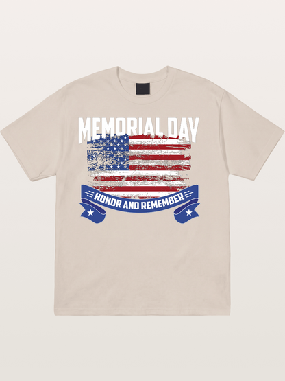 Honor and Remember Memorial Day Flag Cotton T-shirt
