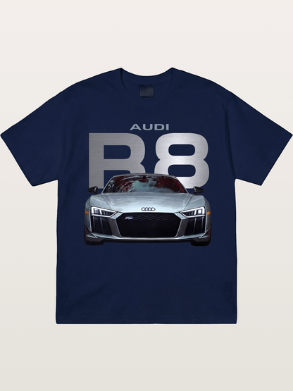 Audi R8 Silver Supercar Front Gildan T-shirt