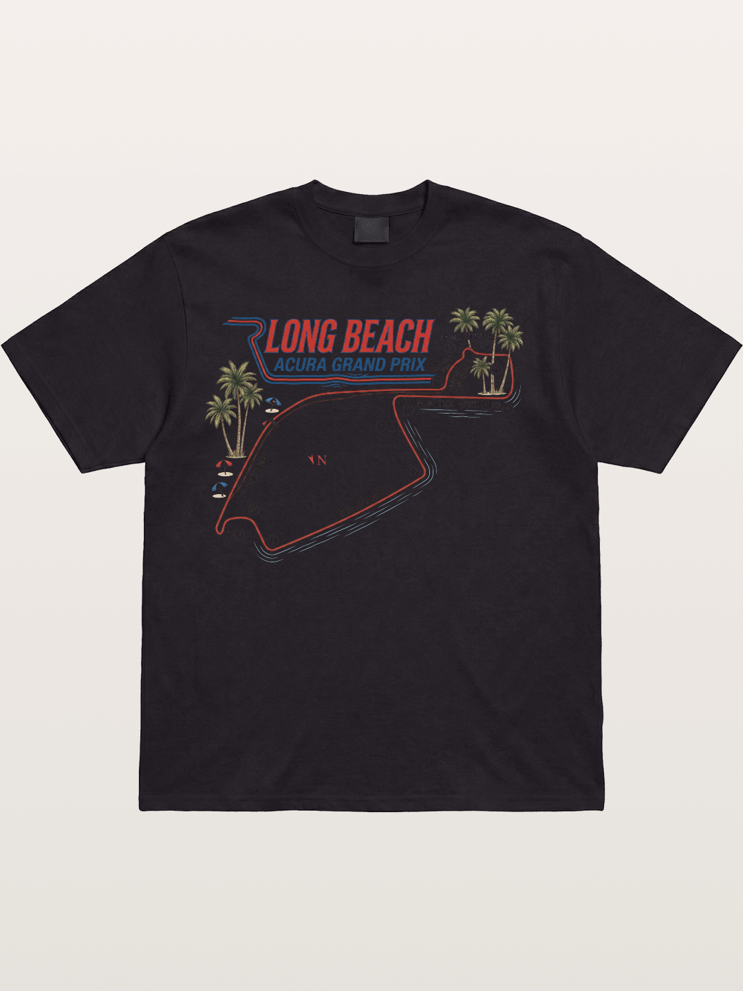 Long Beach Race Track Art Cotton T-shirt