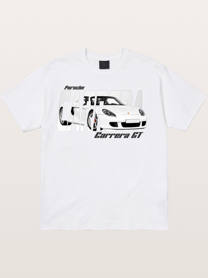 Porsche Carrera GT White Sticker Cotton T-shirt