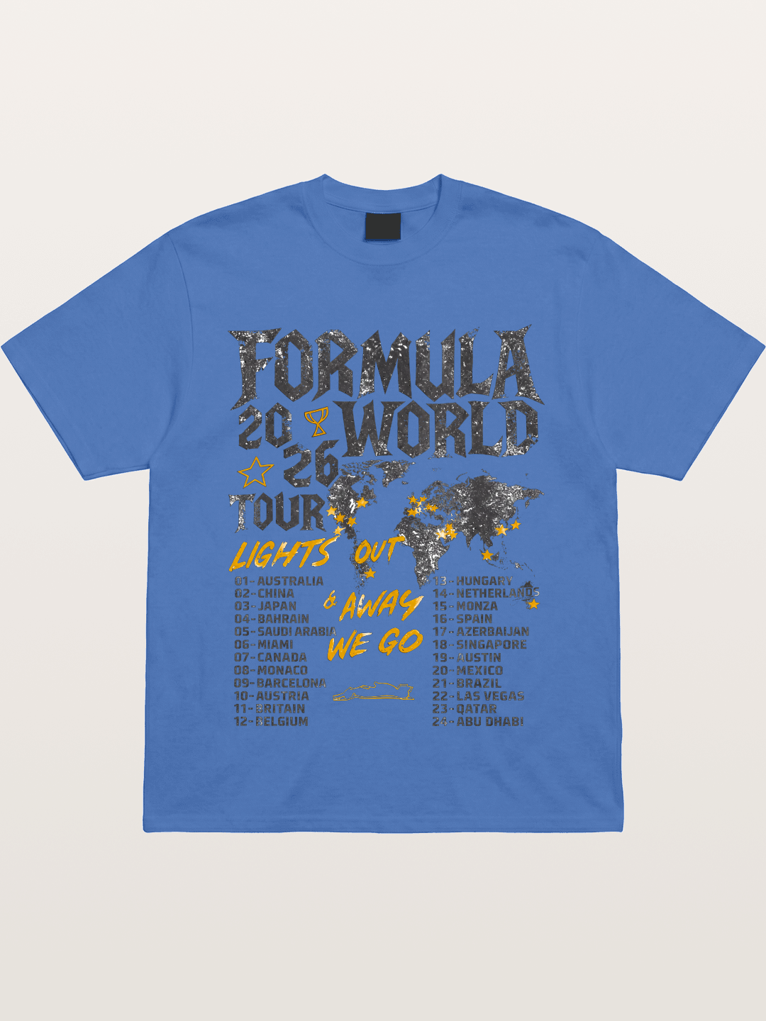 2026 F1 World Tour Poster Gildan T-shirt