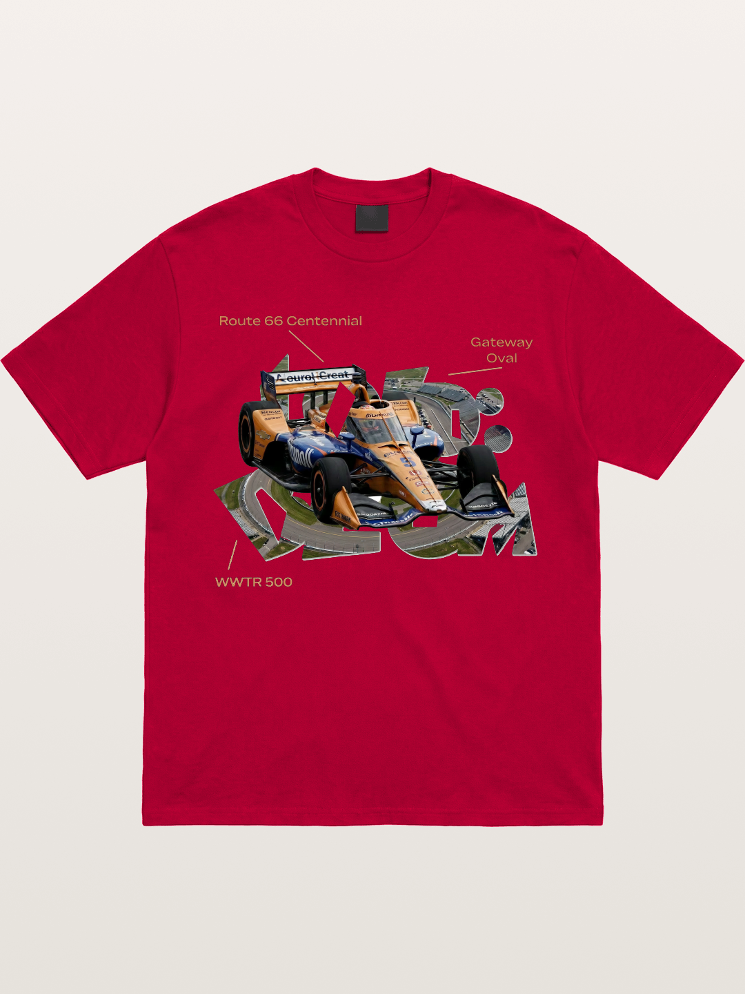 Orange IndyCar Route66 Art Gildan T-shirt