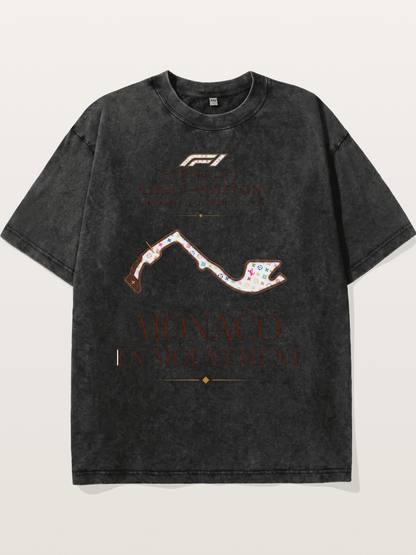 LV x F1 Monaco Track Art Washed T-shirt