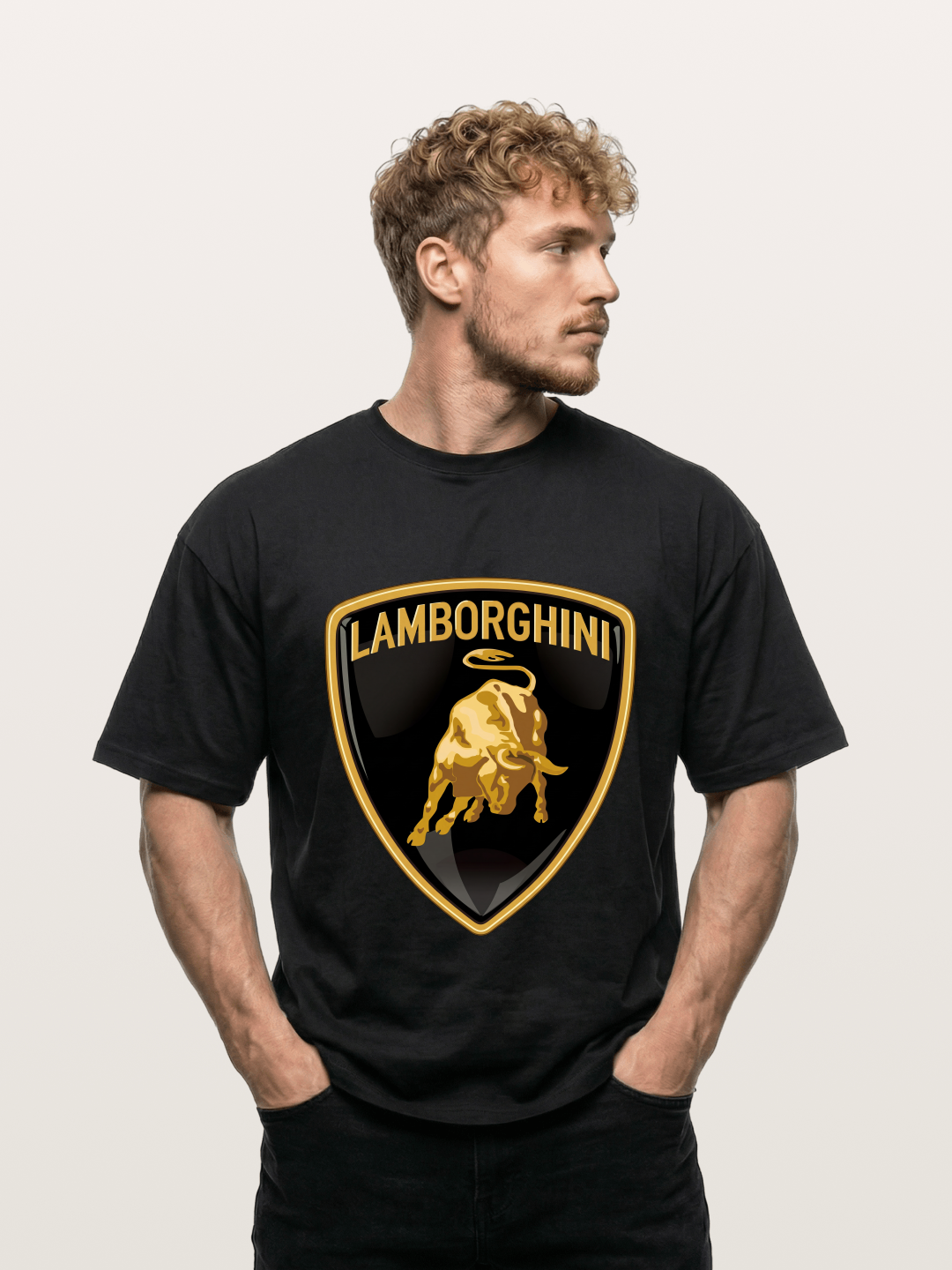 Lamborghini Gold Bull Shield Emblem Gildan T-shirt