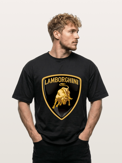 Lamborghini Gold Bull Shield Emblem Gildan T-shirt