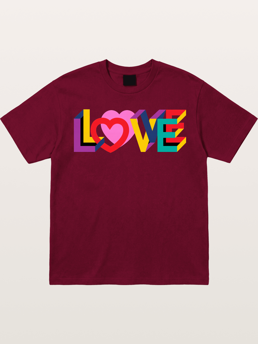 3D Love Typography With Heart Gildan T-shirt