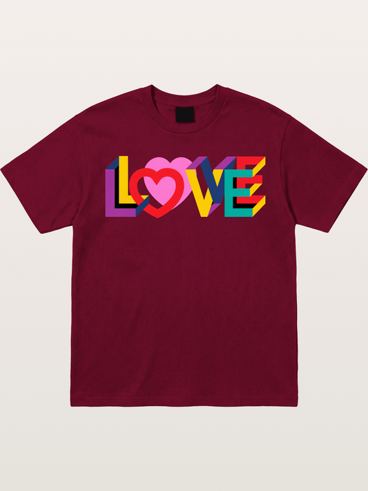 3D Love Typography With Heart Gildan T-shirt