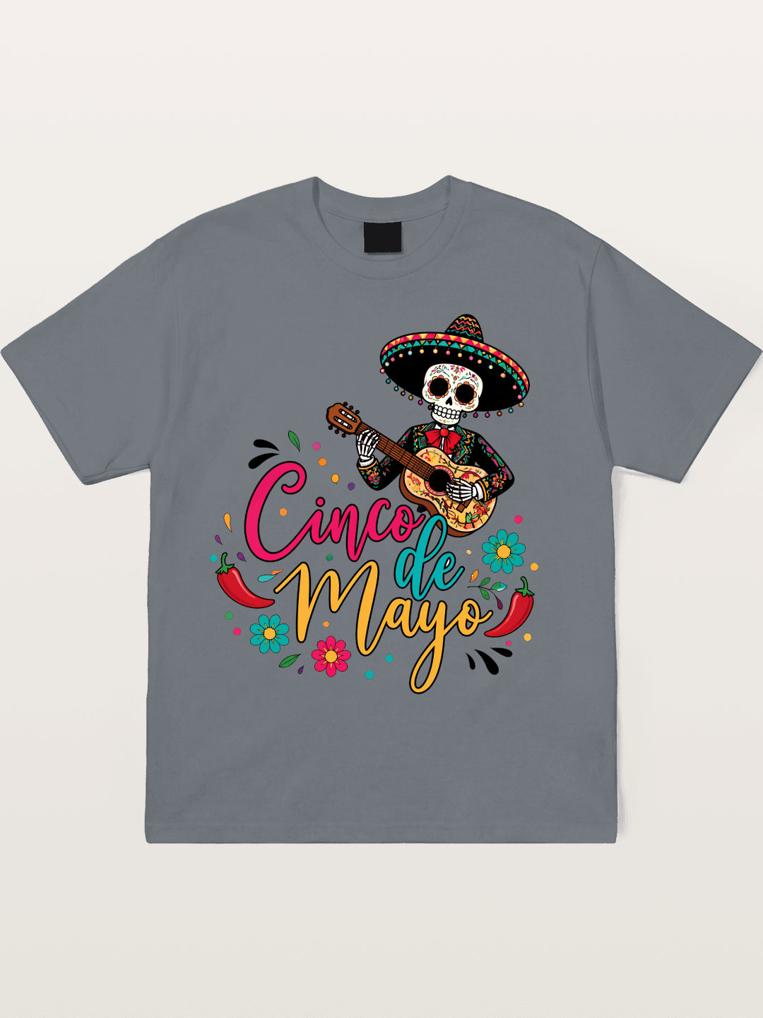 Cinco De Mayo Sugar Skull Graphic Cotton T-shirt