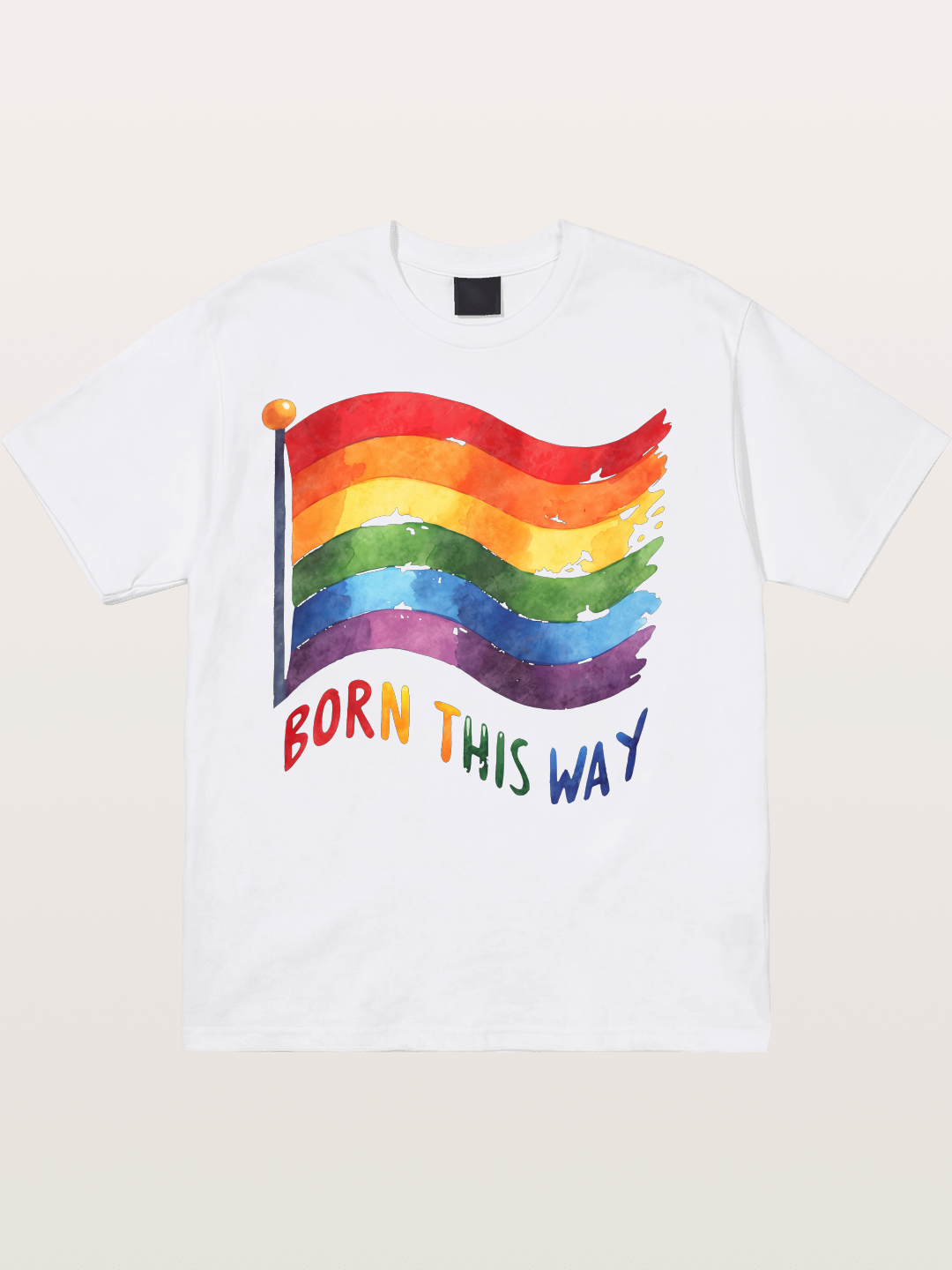 Born This Way Watercolor Rainbow Flag Cotton T-shirt