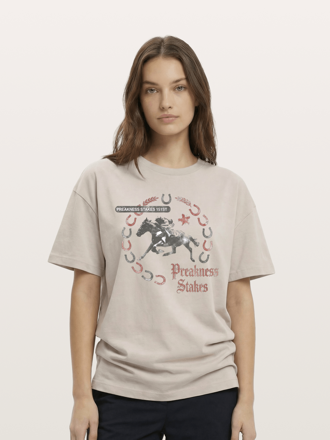 Preakness Stakes Horseshoe Art Cotton T-shirt