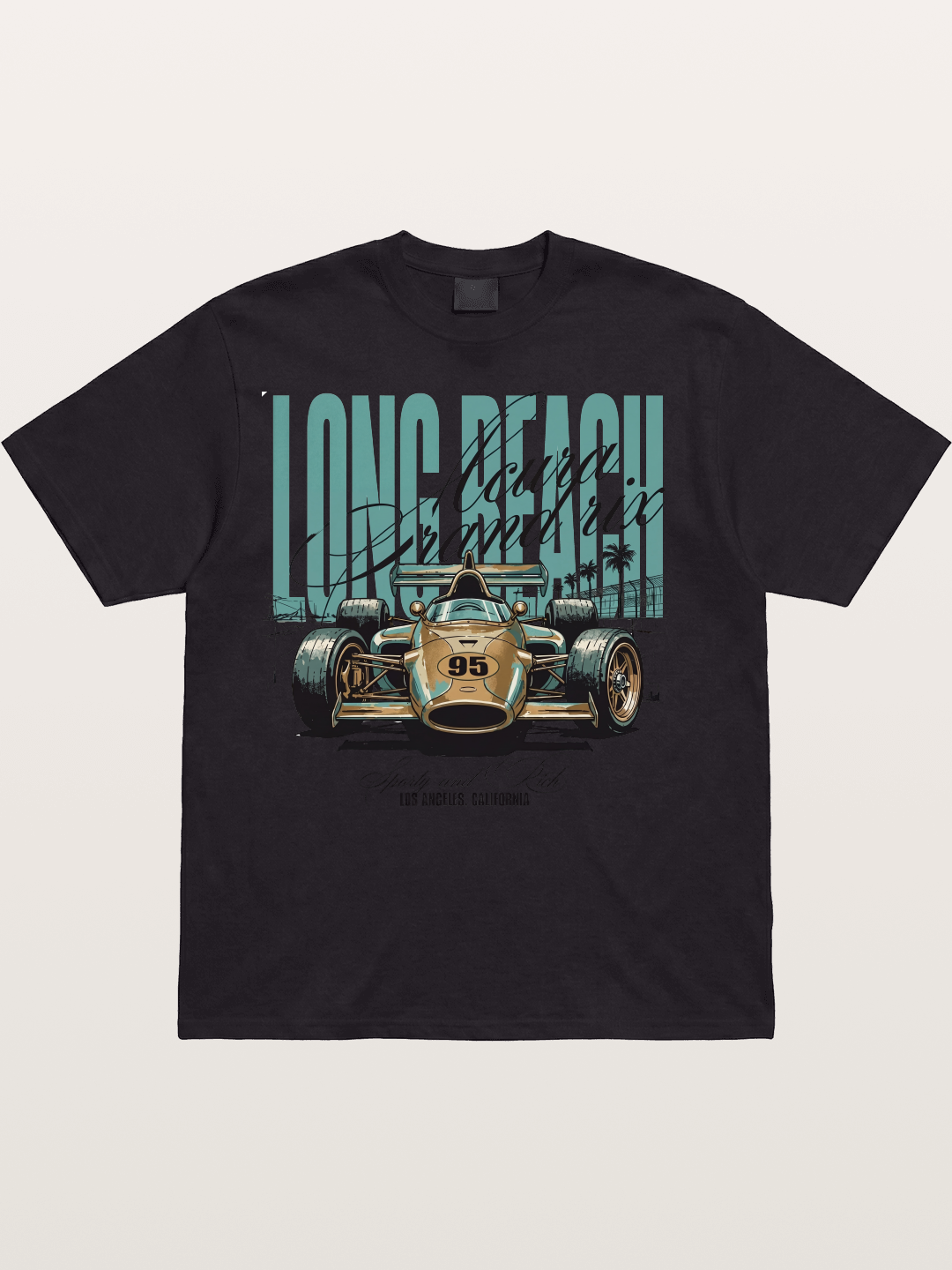 Vintage Long Beach Open Wheel Car Cotton T-shirt