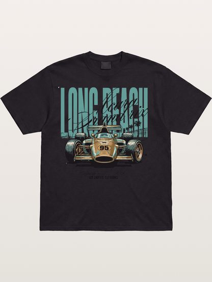 Vintage Long Beach Open Wheel Car Cotton T-shirt