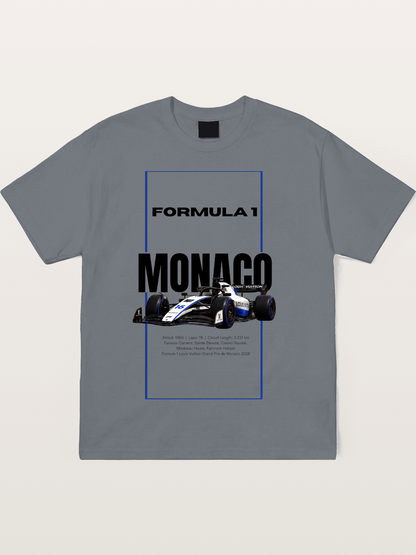 Monaco F1 LV Blue Border Print Cotton T-shirt