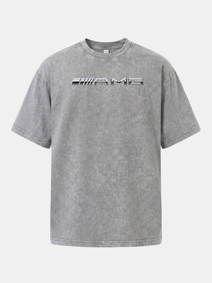 Metallic Finish AMG Three Strip Emblem Washed T-shirt