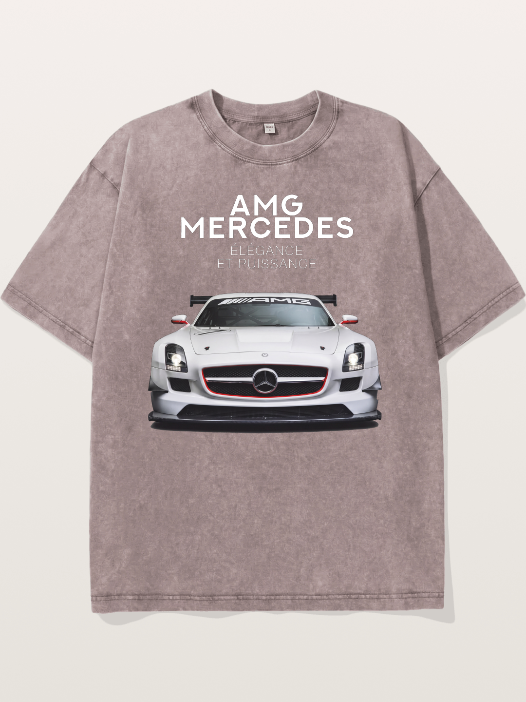 Mercedes AMG SLS White Race Car Washed T-shirt