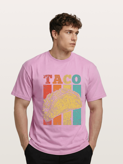 Vintage Taco Retro Stripes Food Gildan T-shirt