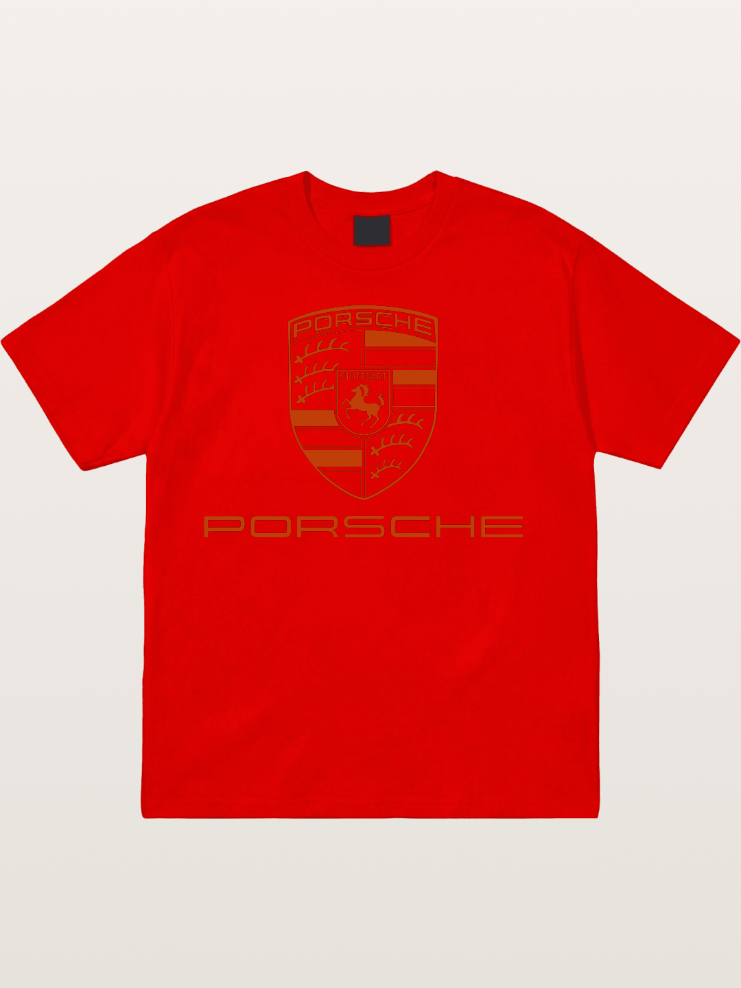 Porsche Crest Orange White Logo Cotton T-shirt