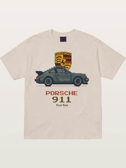 Porsche 911 Turbo Pixel Art Cotton T-shirt