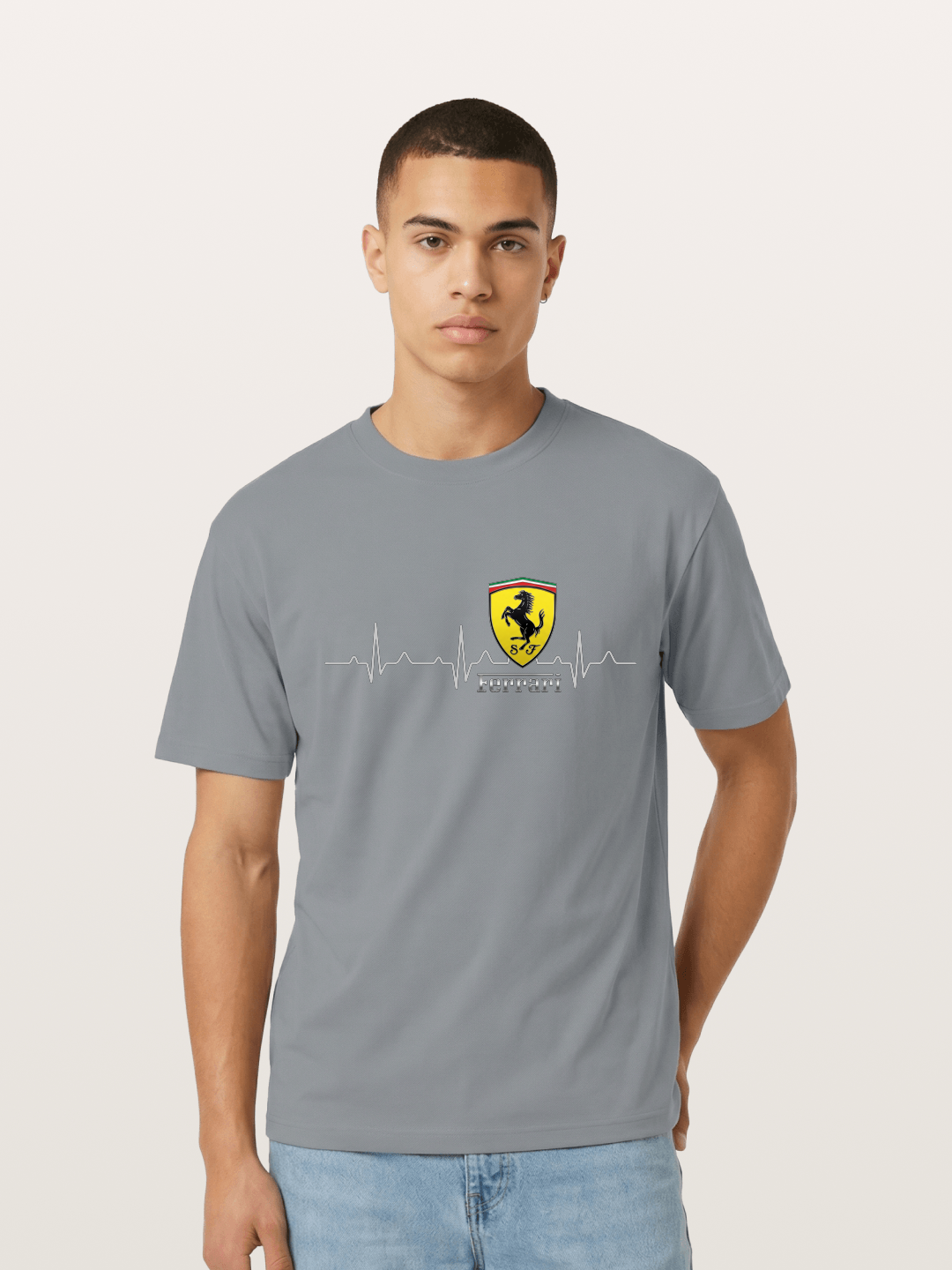 Ferrari Heartbeat ECG Line Design Gildan T-shirt