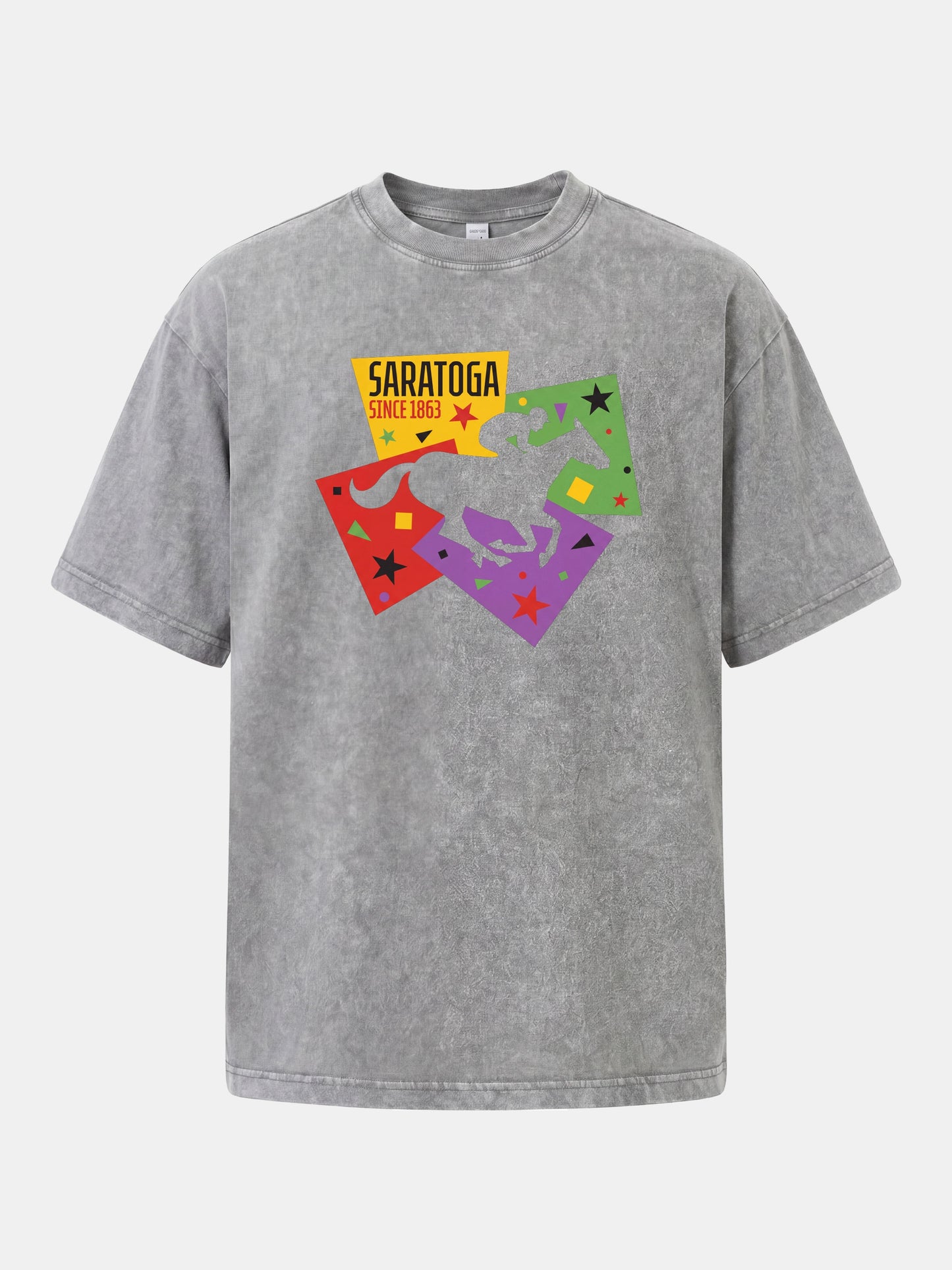 Saratoga Geometric Horse Rider Art Washed T-shirt