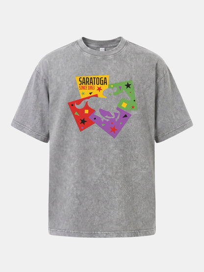 Saratoga Geometric Horse Rider Art Washed T-shirt